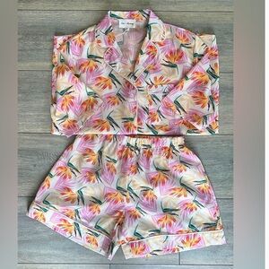Love and Harmony Floral Pajama Set with Tropical Print